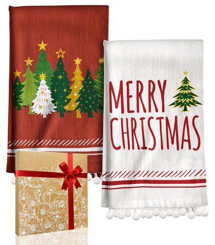 Miss Adola Christmas towel with tassels adds festive flair to your kitchen