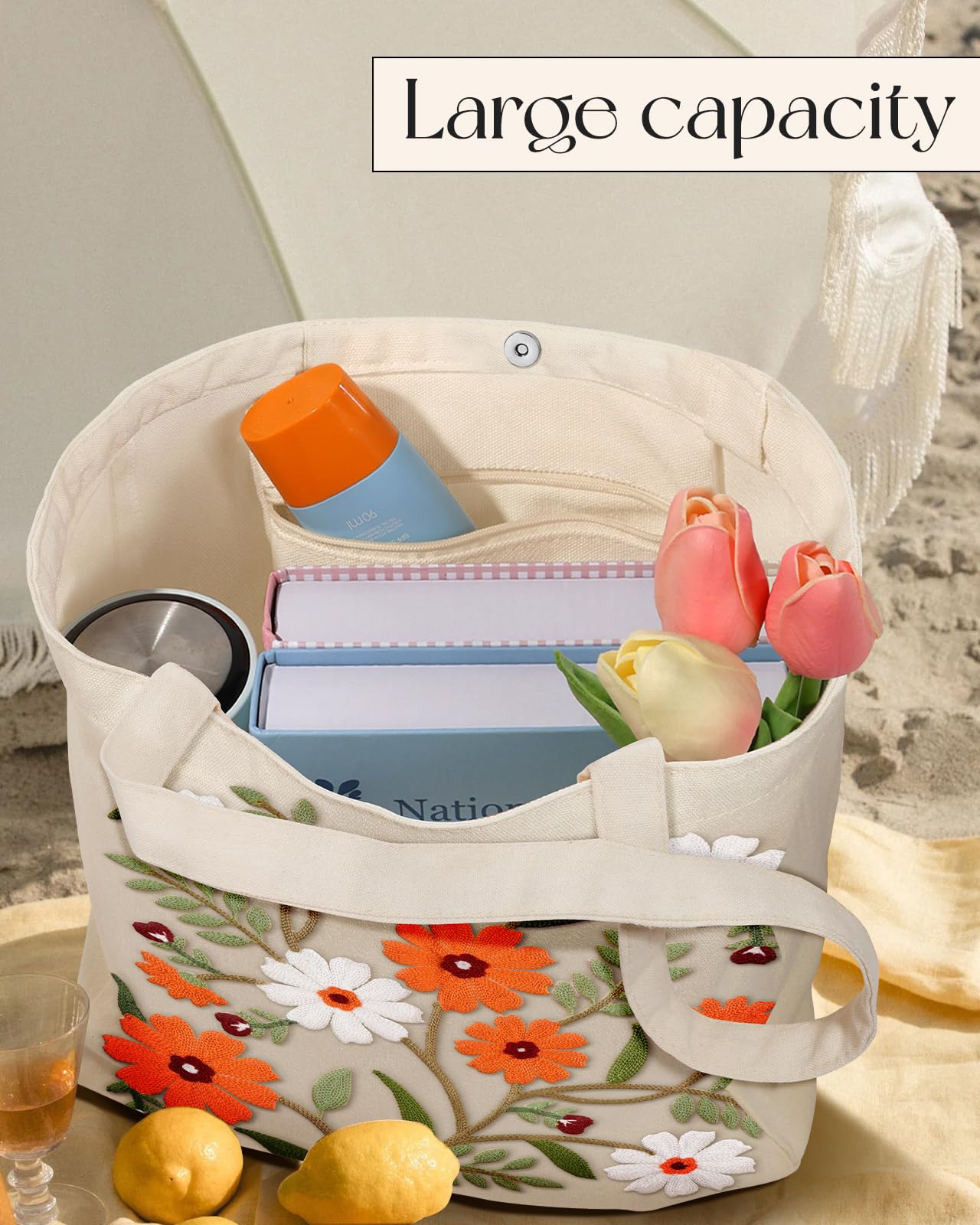 Miss Adola tote with magnetic buckle for secure, easy access.