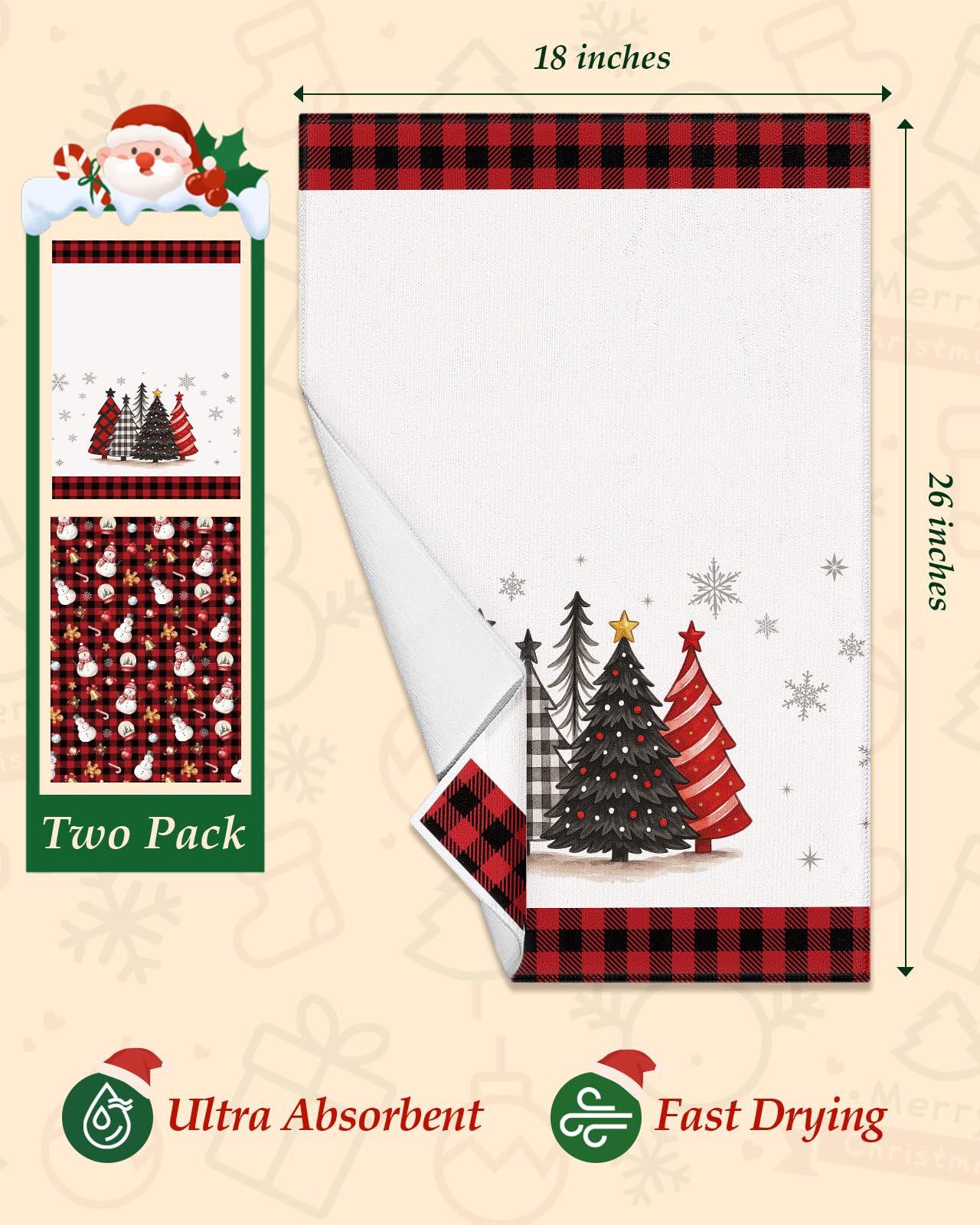 Miss Adola festive kitchen towel set, decorative and practical for gifting
