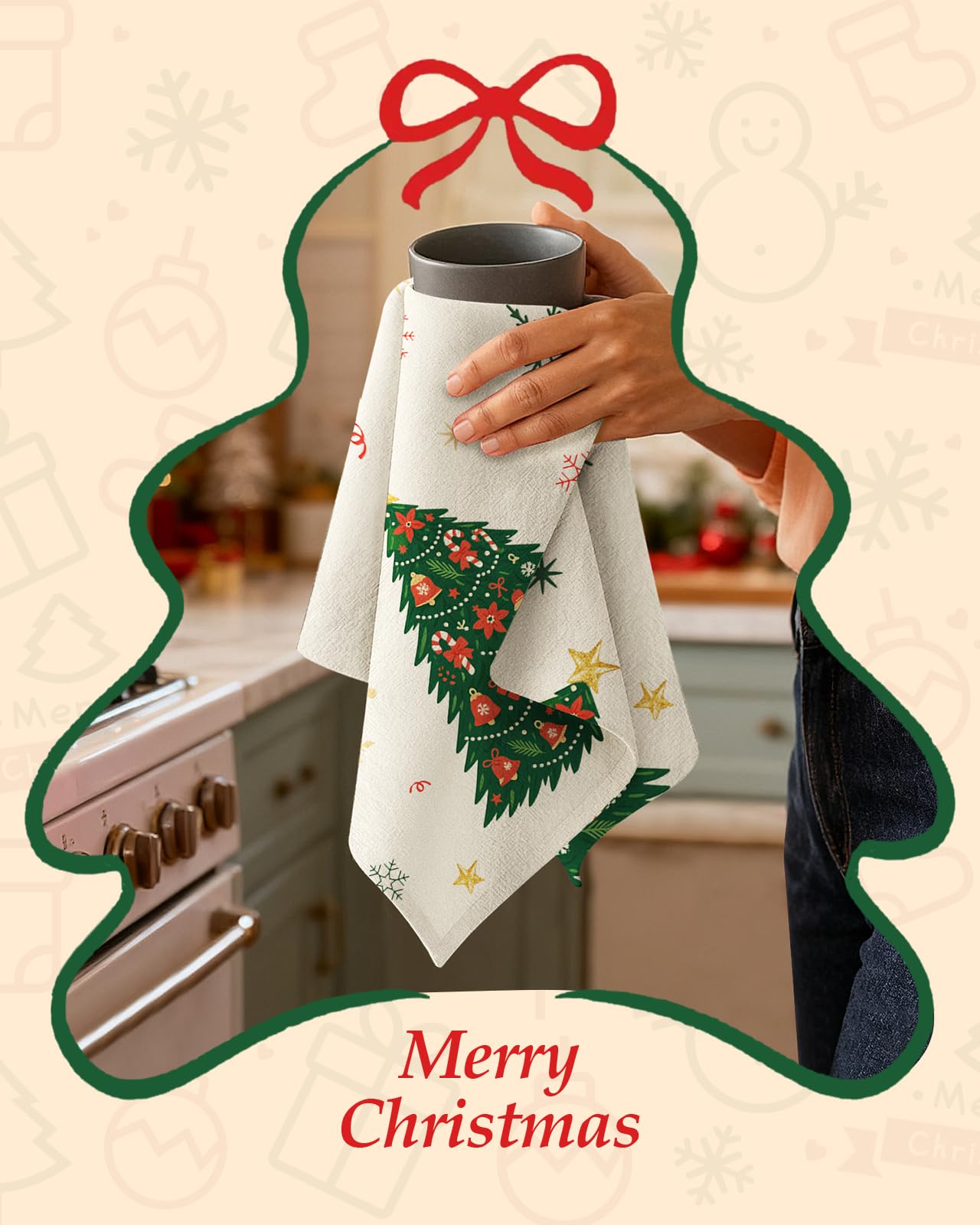 Miss Adola flour sack towel shows a soft absorbent cotton texture in action