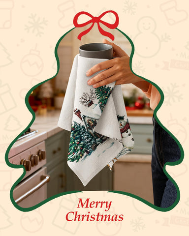 Miss Adola towels with snowman design create cozy vibes and clean drying.