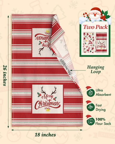 Miss Adola flour sack towels double as decorative gift wraps for Christmas.