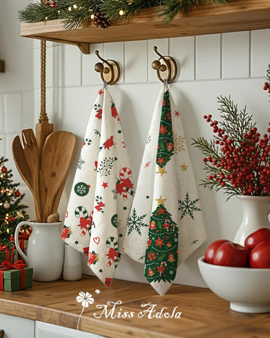 Miss Adola flour sack towel features a low-lint finish for clean drying
