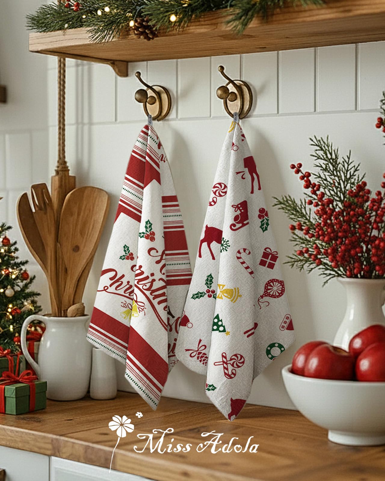 Miss Adola towels showcase non-lint design for cleaner dish drying and glassware care.