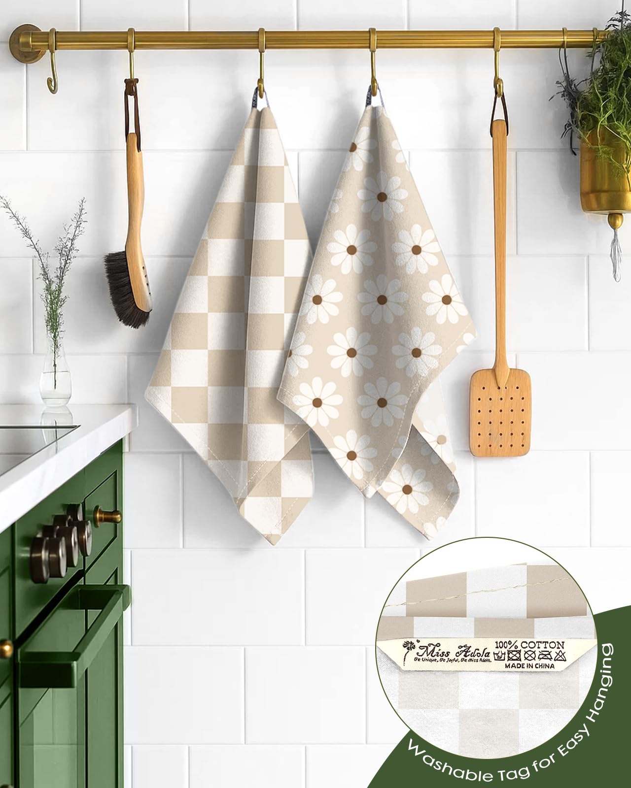 Miss Adola flour sack towel featuring boho design for stylish kitchen use