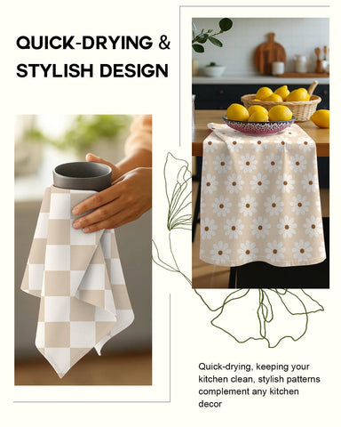 Miss Adola flour sack towel with modern retro motif, complements various decors