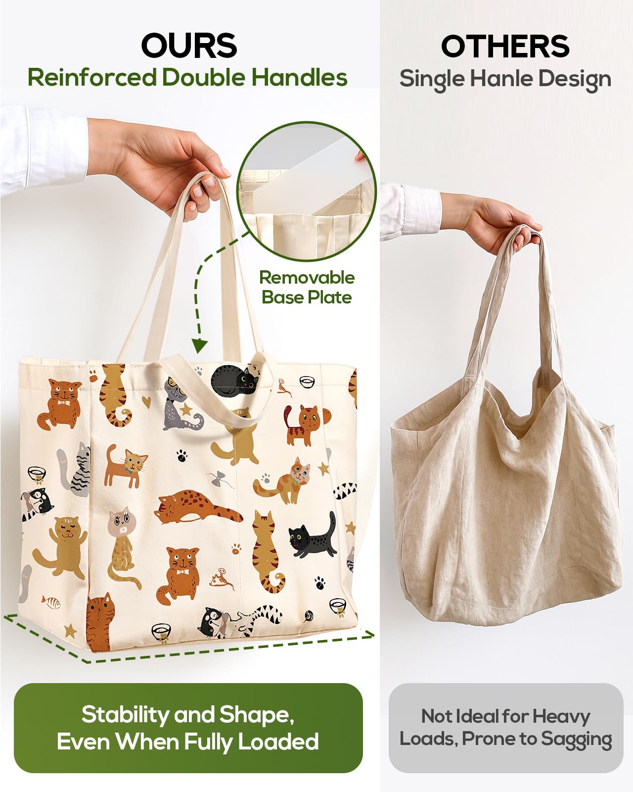 Miss Adola tote removable bottom panel for flat stability.