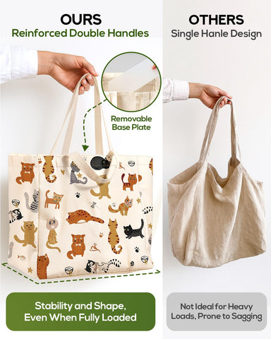 Miss Adola tote removable bottom panel for flat stability.