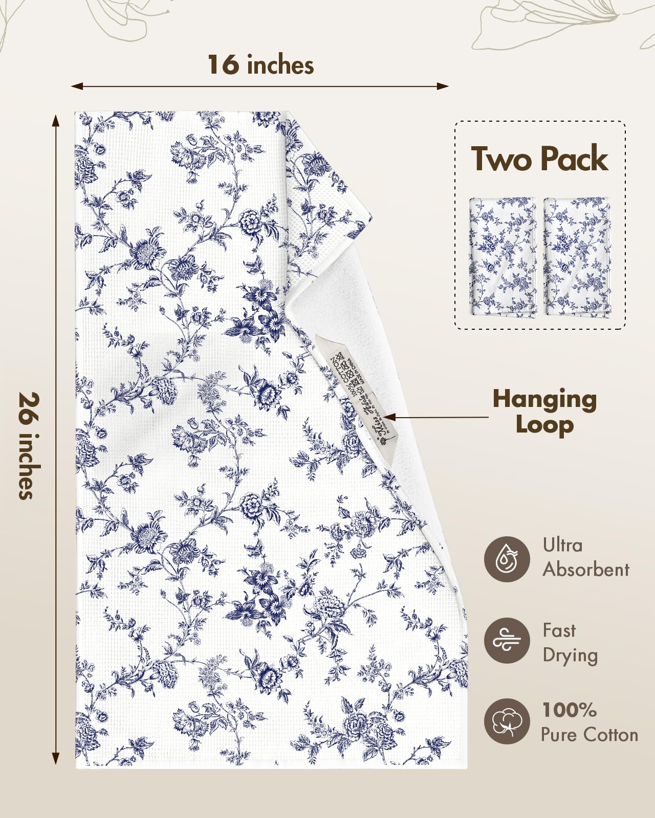 Miss Adola white-blue kitchen towels add a decorative touch to your decor.