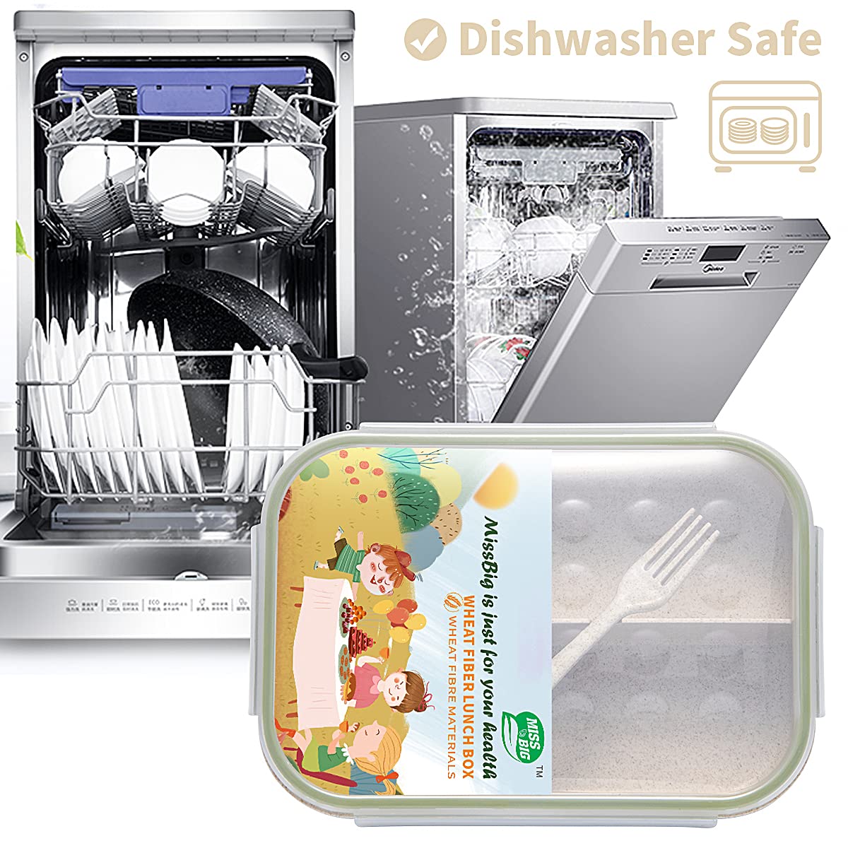 MISS BIG Bento Box crafted from BPA-free wheat fiber for daily use