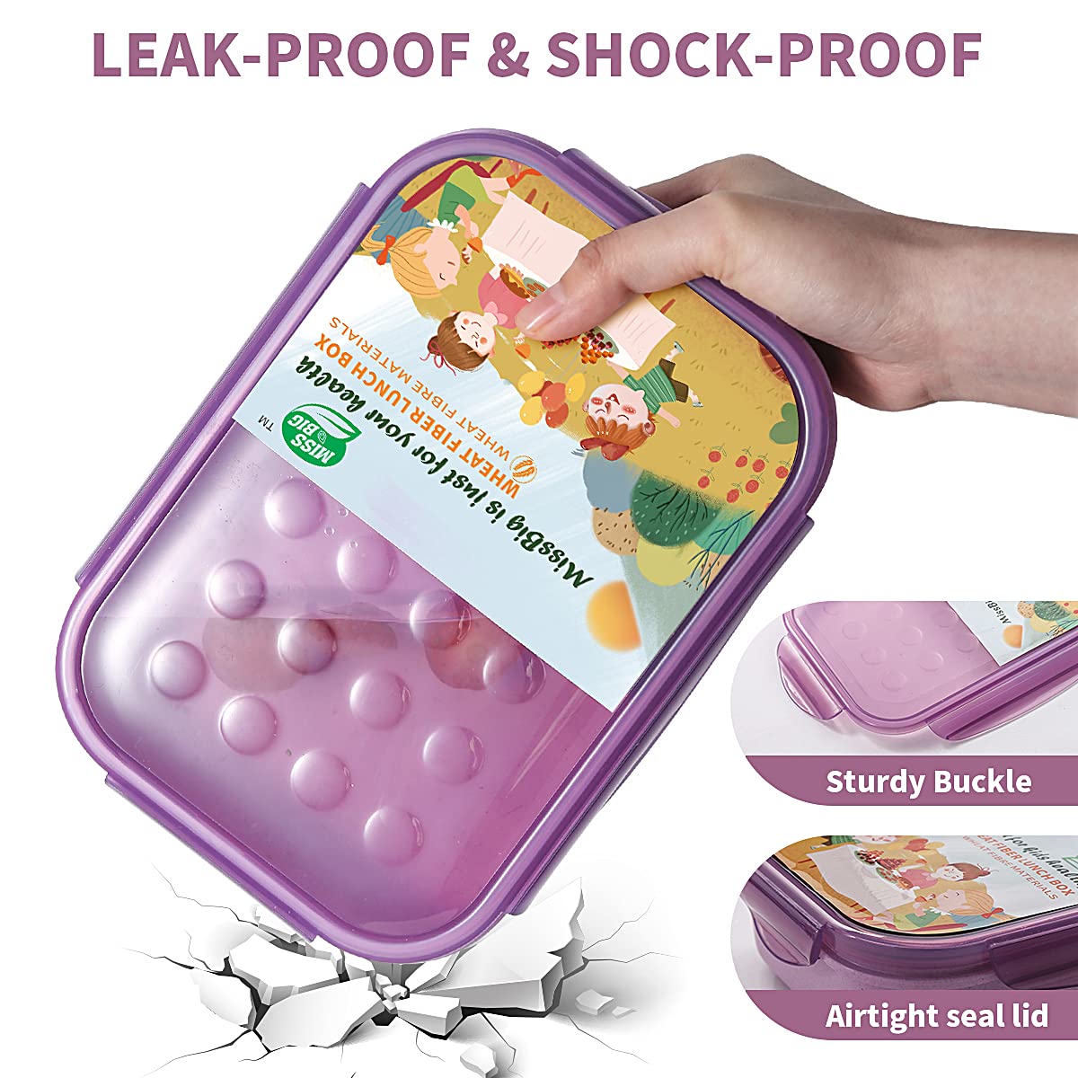 MISS BIG Bento Box showing four latches for secure use
