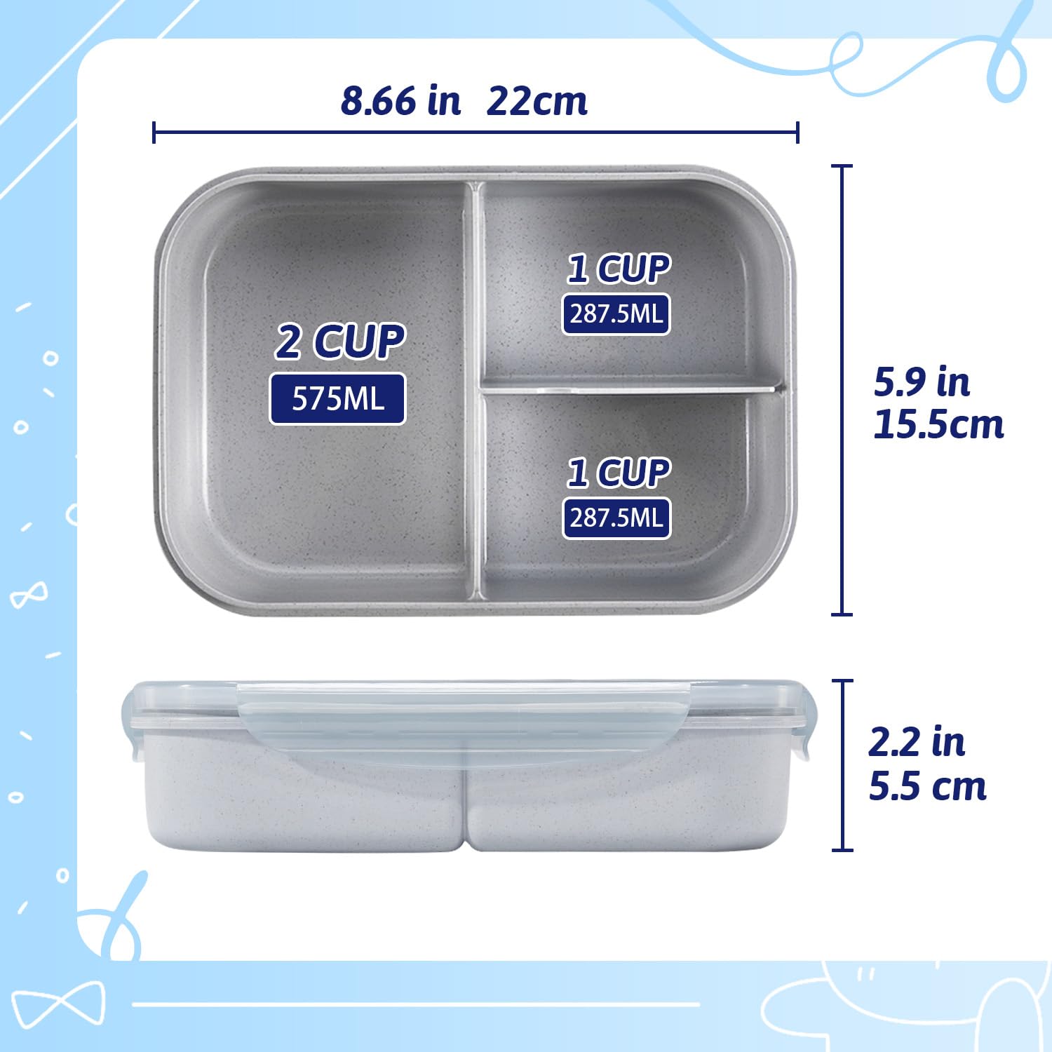 MISS BIG Bento Box for Kids BPA-free wheat fiber ensures safe daily use.