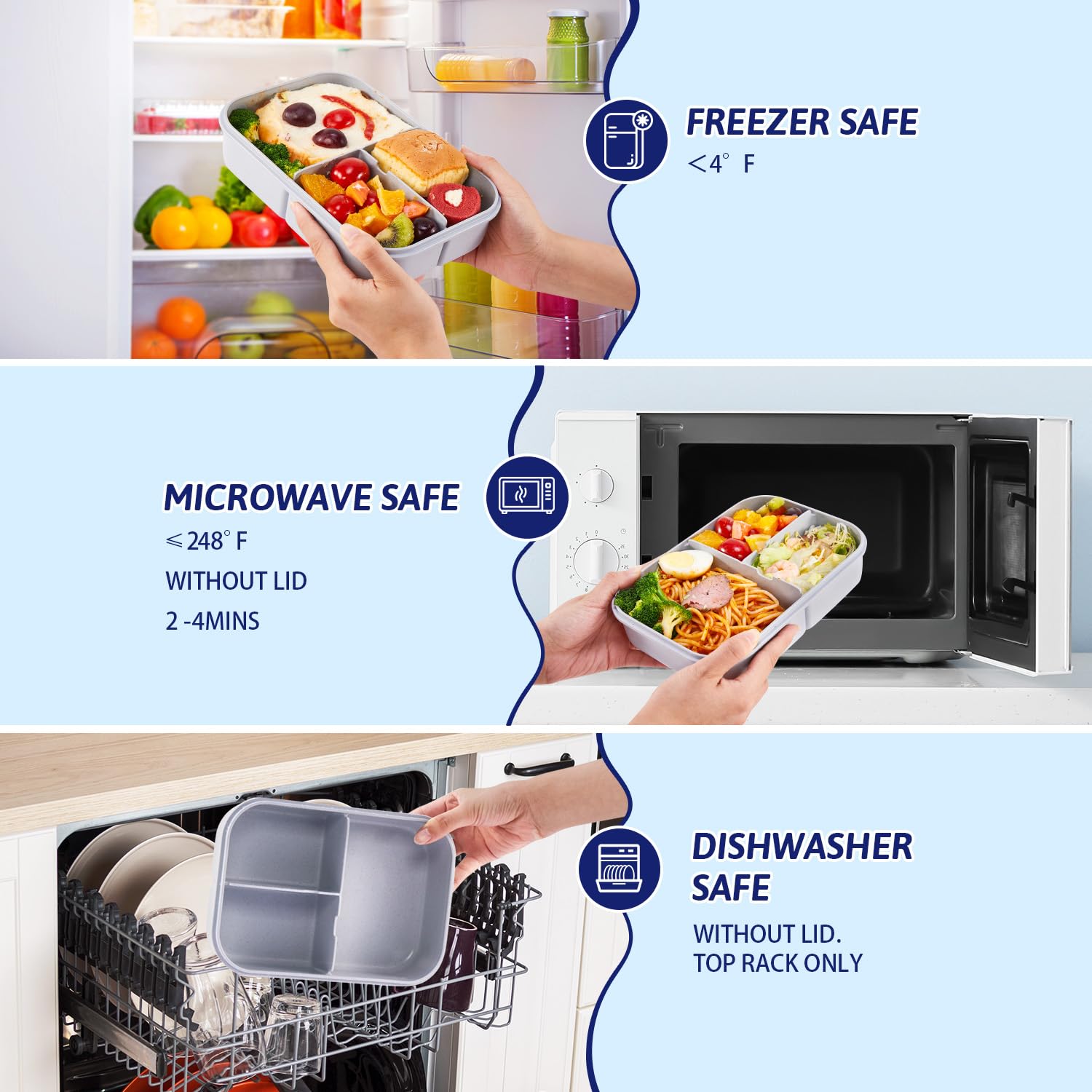 MISS BIG Bento Box for Kids dishwasher-safe for easy cleanup after lunches.