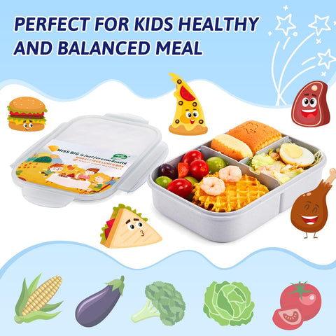 MISS BIG Bento Box for Kids with four compartments for balanced portions.