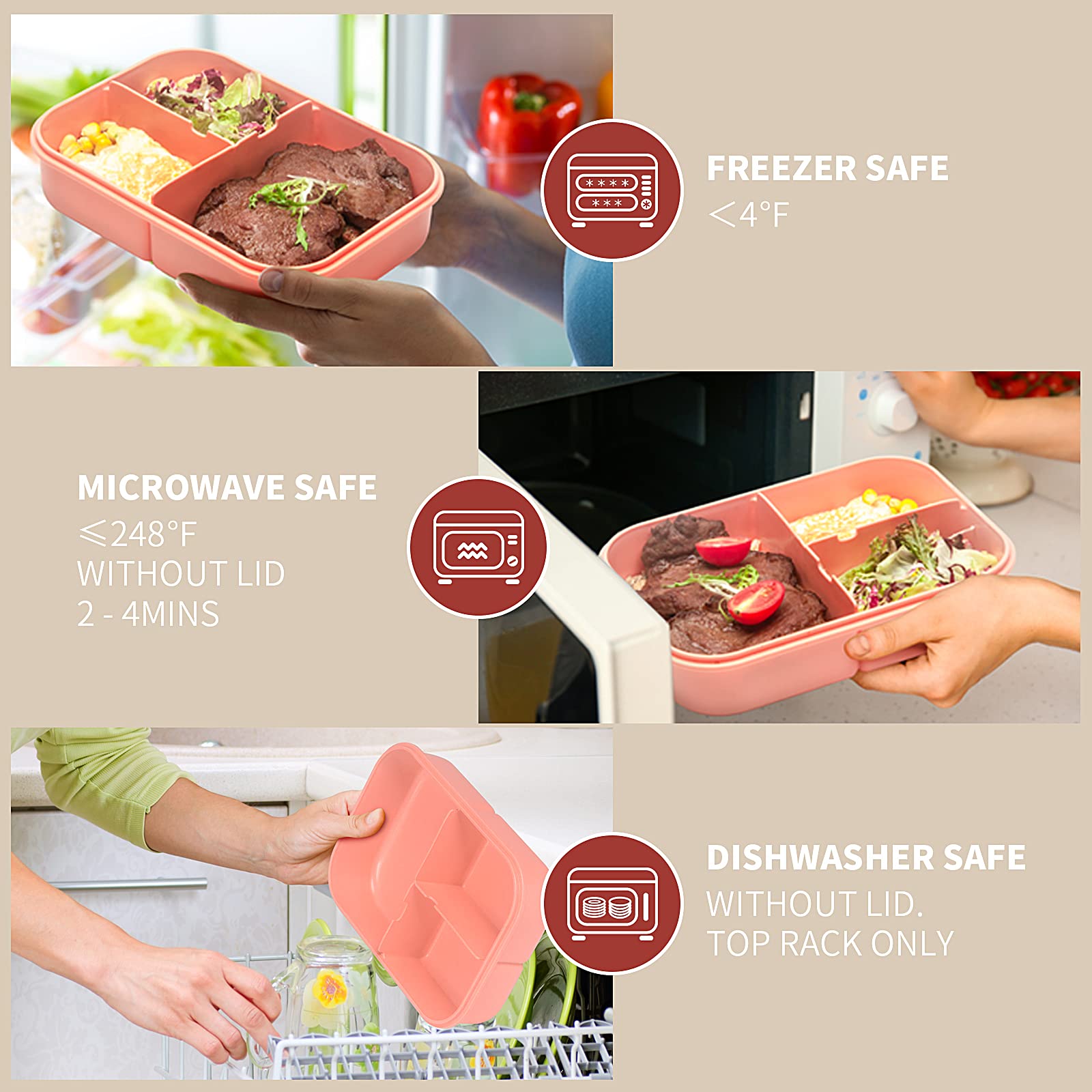 MISS BIG Bento Box Kids portable design fits backpacks for school or outings