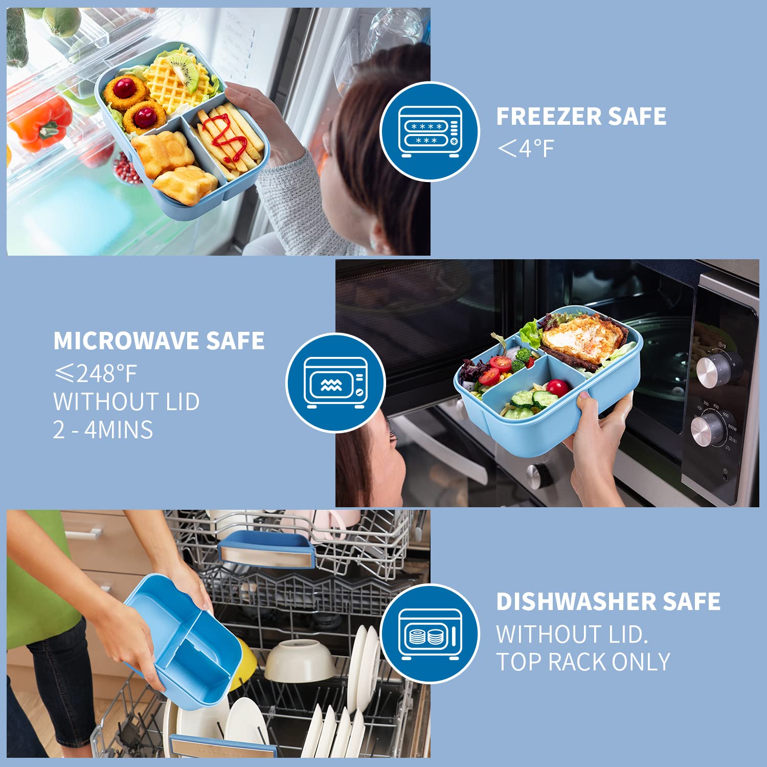 MISS BIG Bento Box leak-proof design helps prevent spills in bags