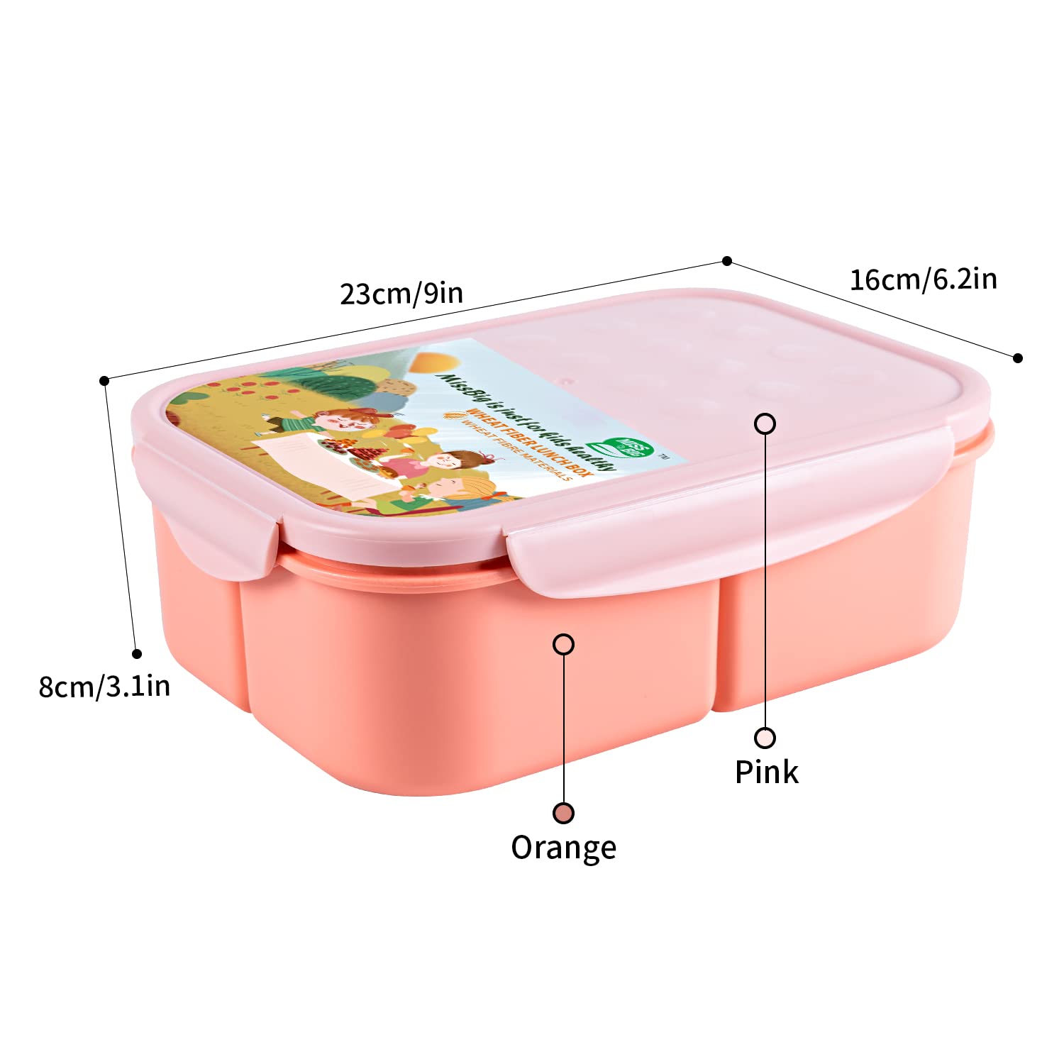 MISS BIG Bento Box portable design fits backpacks for office or school meals.