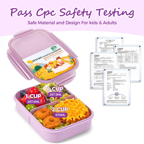 MISS BIG lunch box features four latches for easy opening by kids.