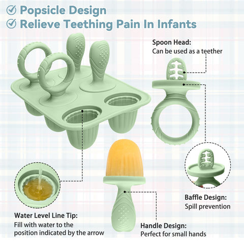 MISSLILI teething-friendly snack idea with pureed fruit inside molds.