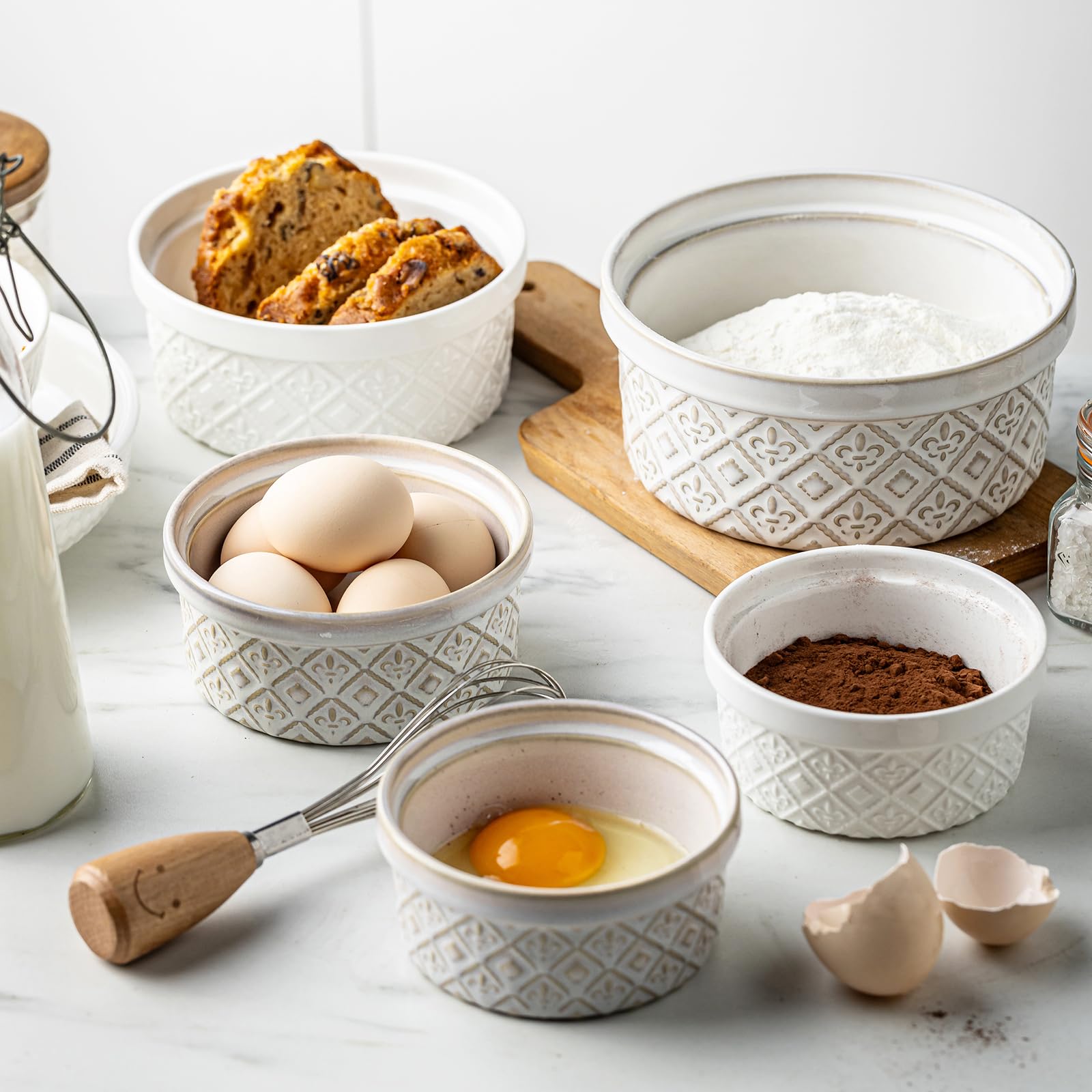 MISSYSSIM ceramic mixing bowls with lids in a 4-piece set for meal prep
