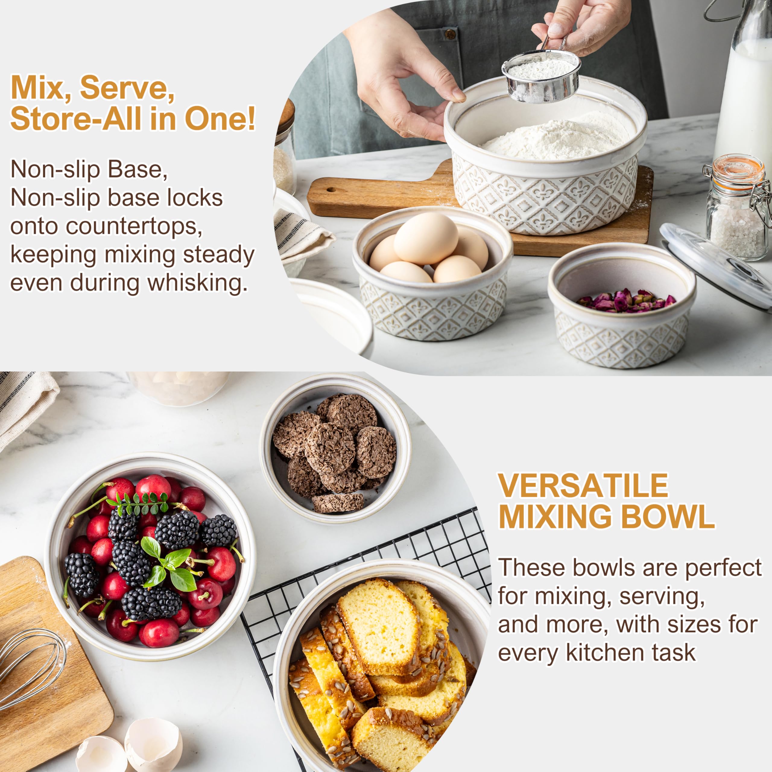 MISSYSSIM nesting bowls with embossed surface to save cabinet space