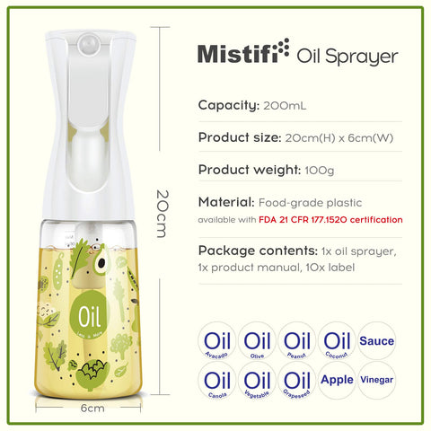 Mistifi Oliver Oil Sprayer is refillable and gas-free for daily kitchen use.