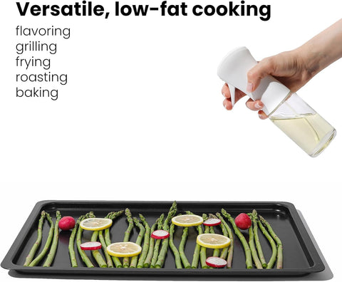 Mistifi precision fan mist provides ultra-fine coverage for even cooking.