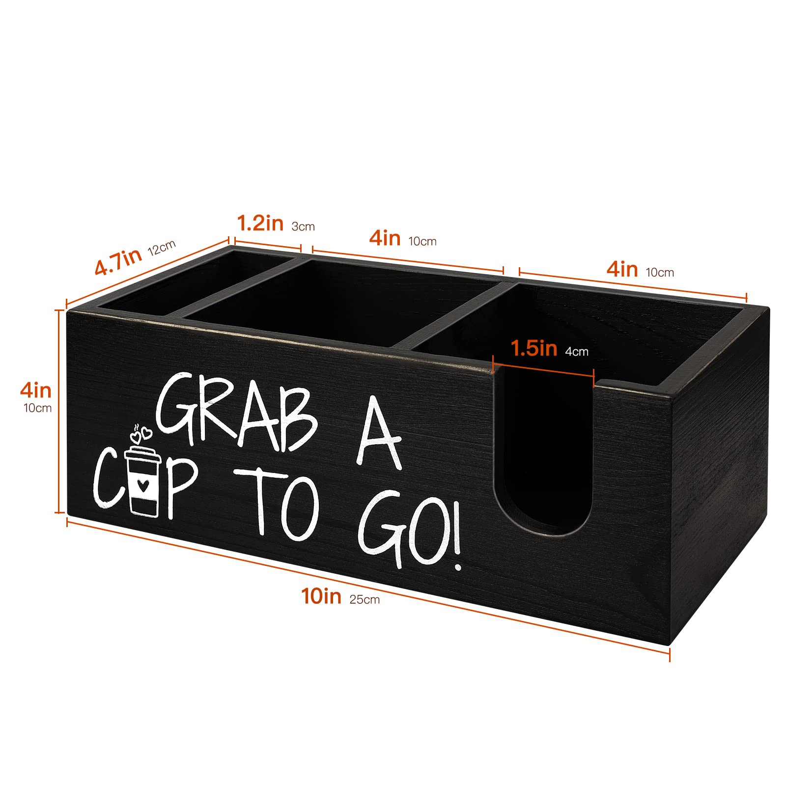 MISTOD pine wood coffee station helps tidy tea bags and stirrers.