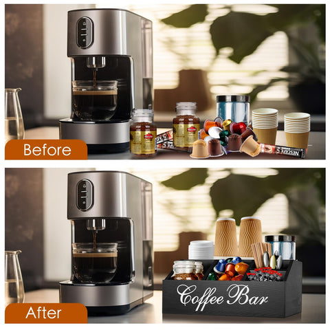 MISTOD wooden condiment organizer stores tea bags and sweets neatly