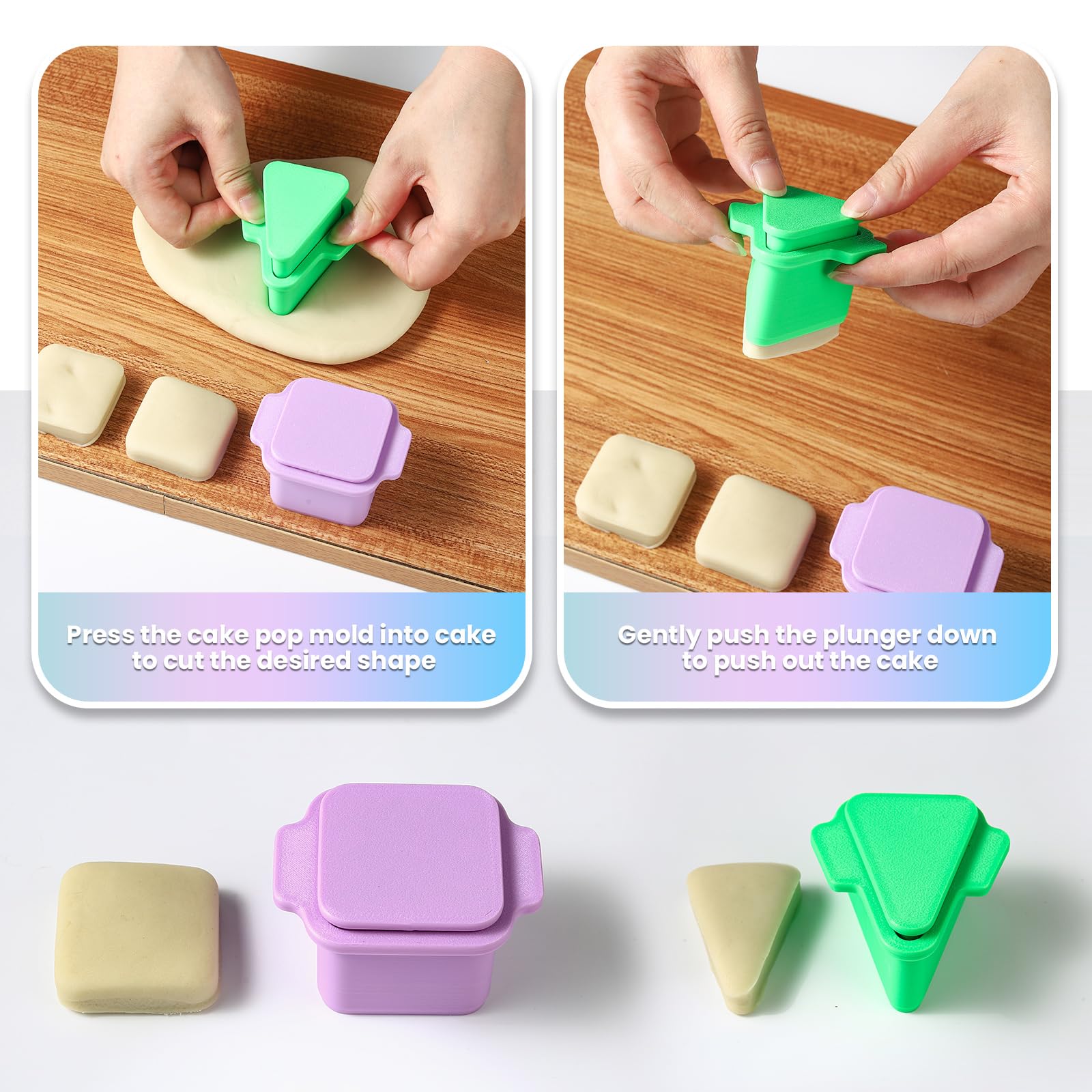 MITCHENIFY square cake pop cutter producing even square pops for cohesive displays