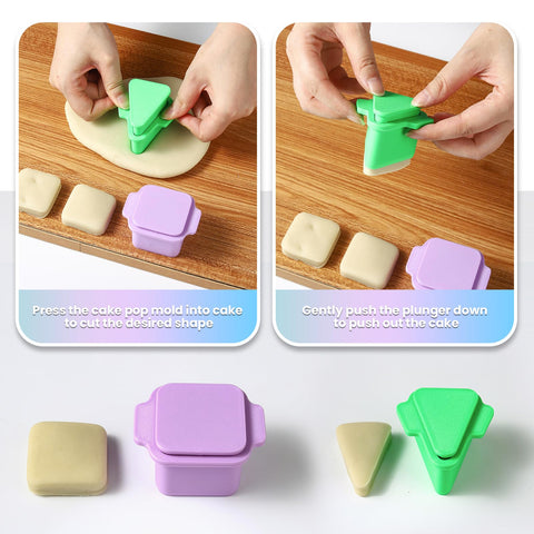 MITCHENIFY square cake pop cutter producing even square pops for cohesive displays
