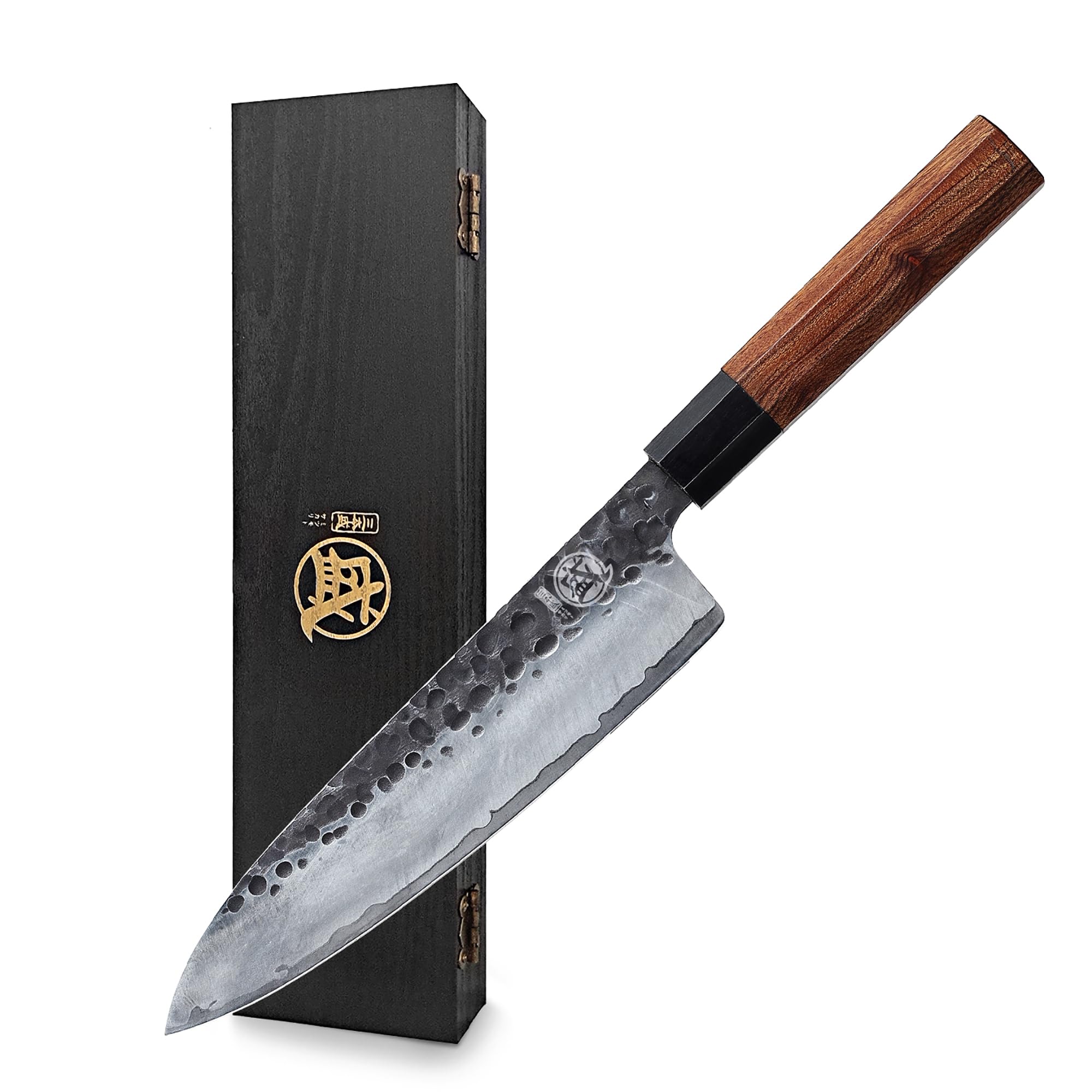 MITSUMOTO SAKARI 8-Inch Gyuto with water ripple pattern for precise slicing.