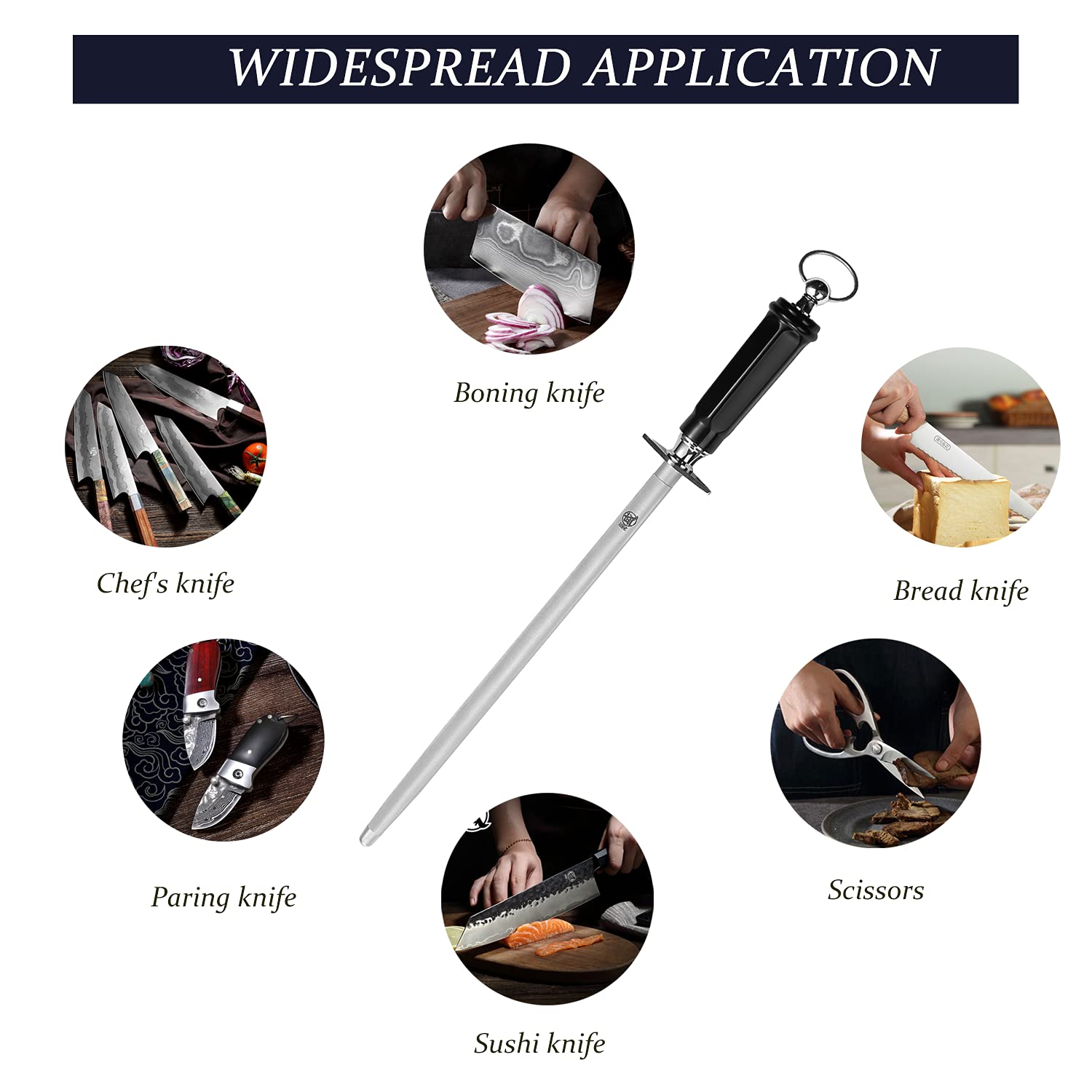 MITSUMOTO SAKARI honing steel with ergonomic ABS handle for a secure grip