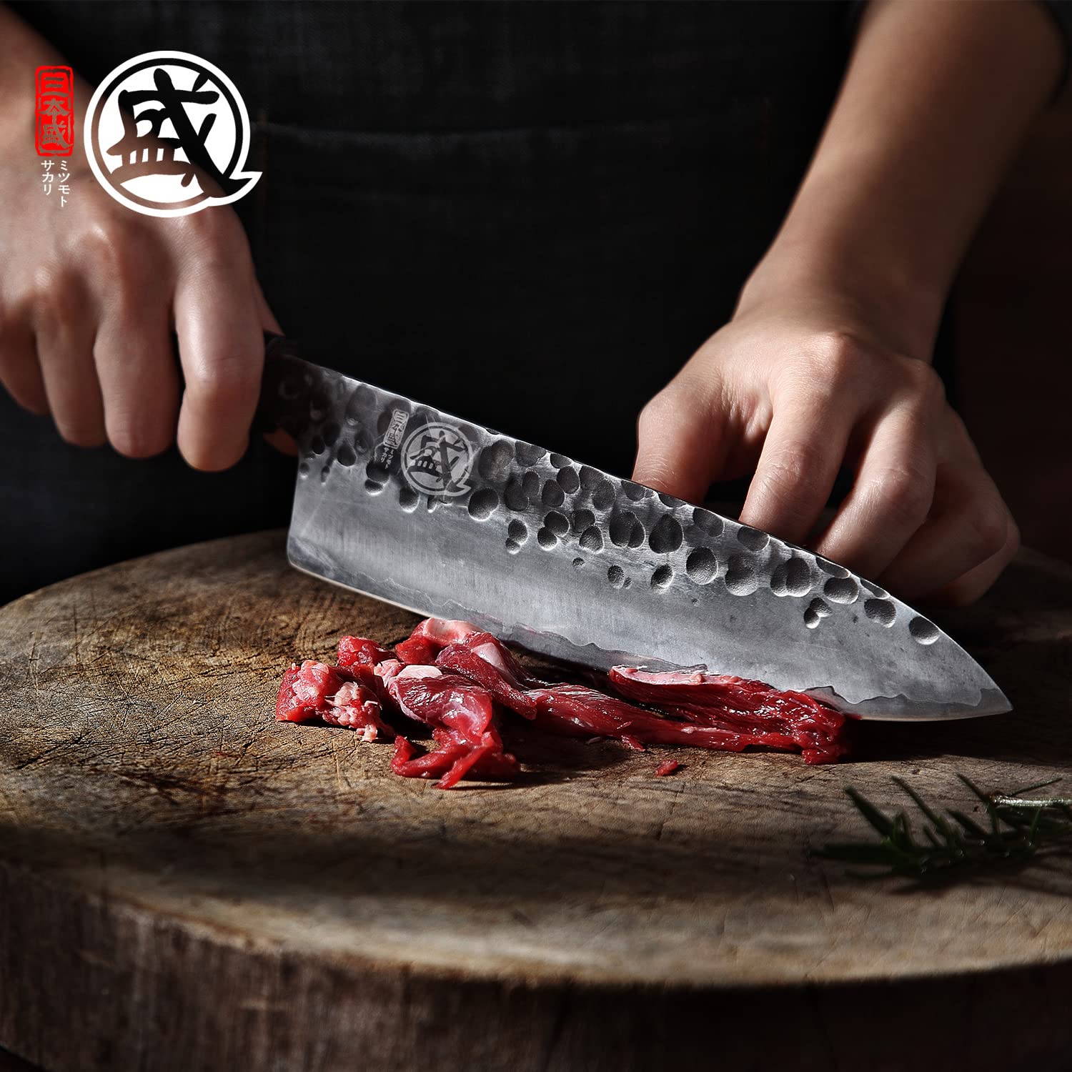 Balanced kitchen knife for precise control during prep.