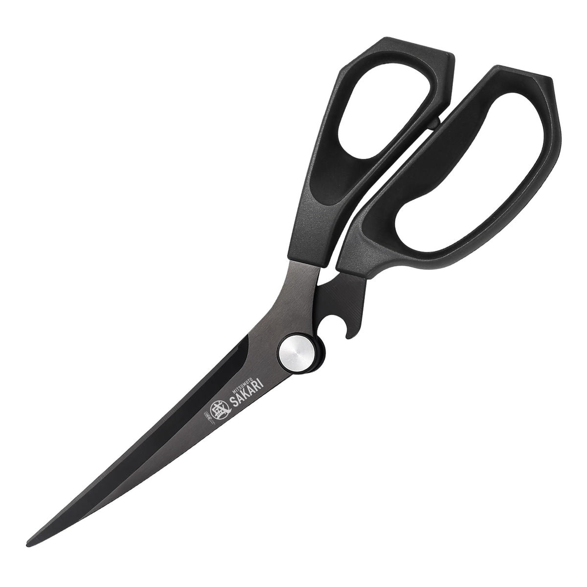 MITSUMOTO SAKARI blade close-up with micro-serrated edge for precise cuts.