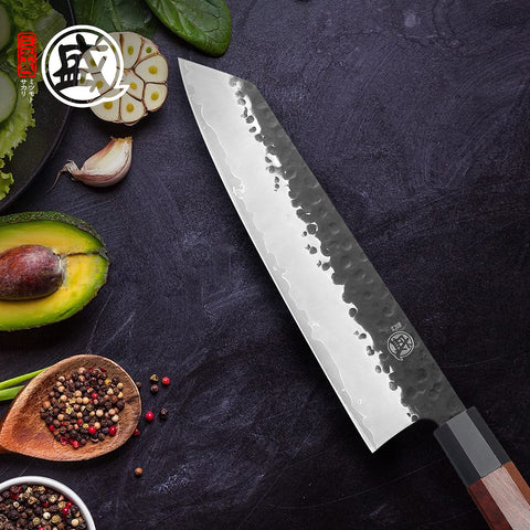 Knife ready to use for kitchen prep with MITSUMOTO SAKARI Kiritsuke