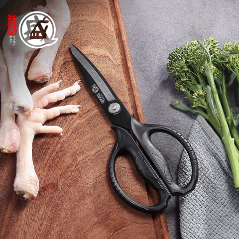 MITSUMOTO SAKARI micro serrated edge provides secure grip during meat and vegetable prep.
