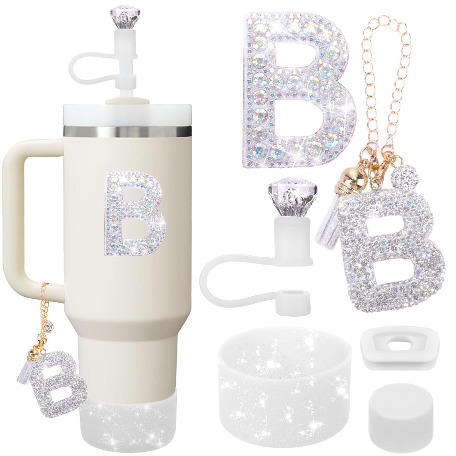 Mity rain diamond straw topper for Stanley Cup adds flair and easy sipping
