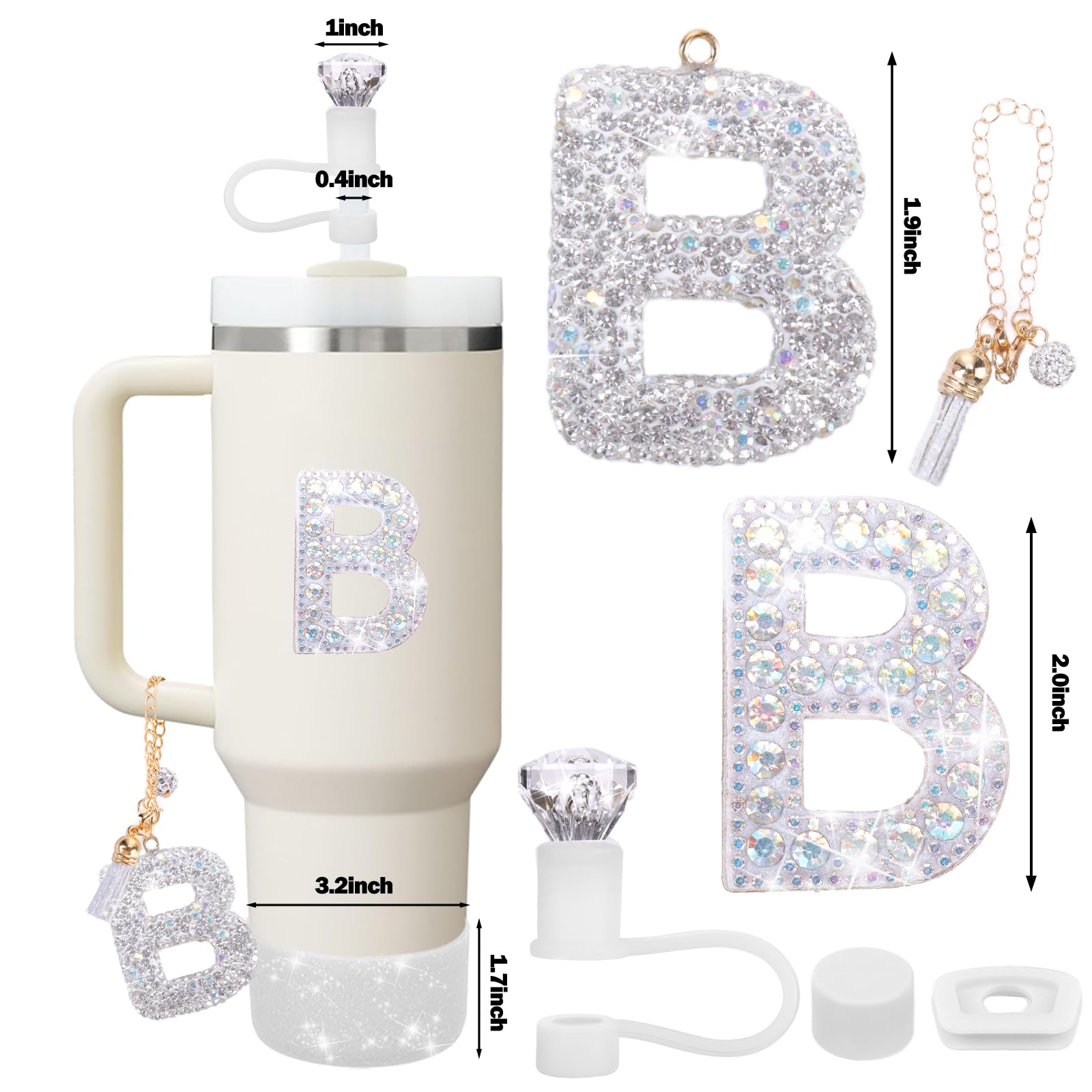 Mity rain letter charms handle personalize your tumbler A to Z