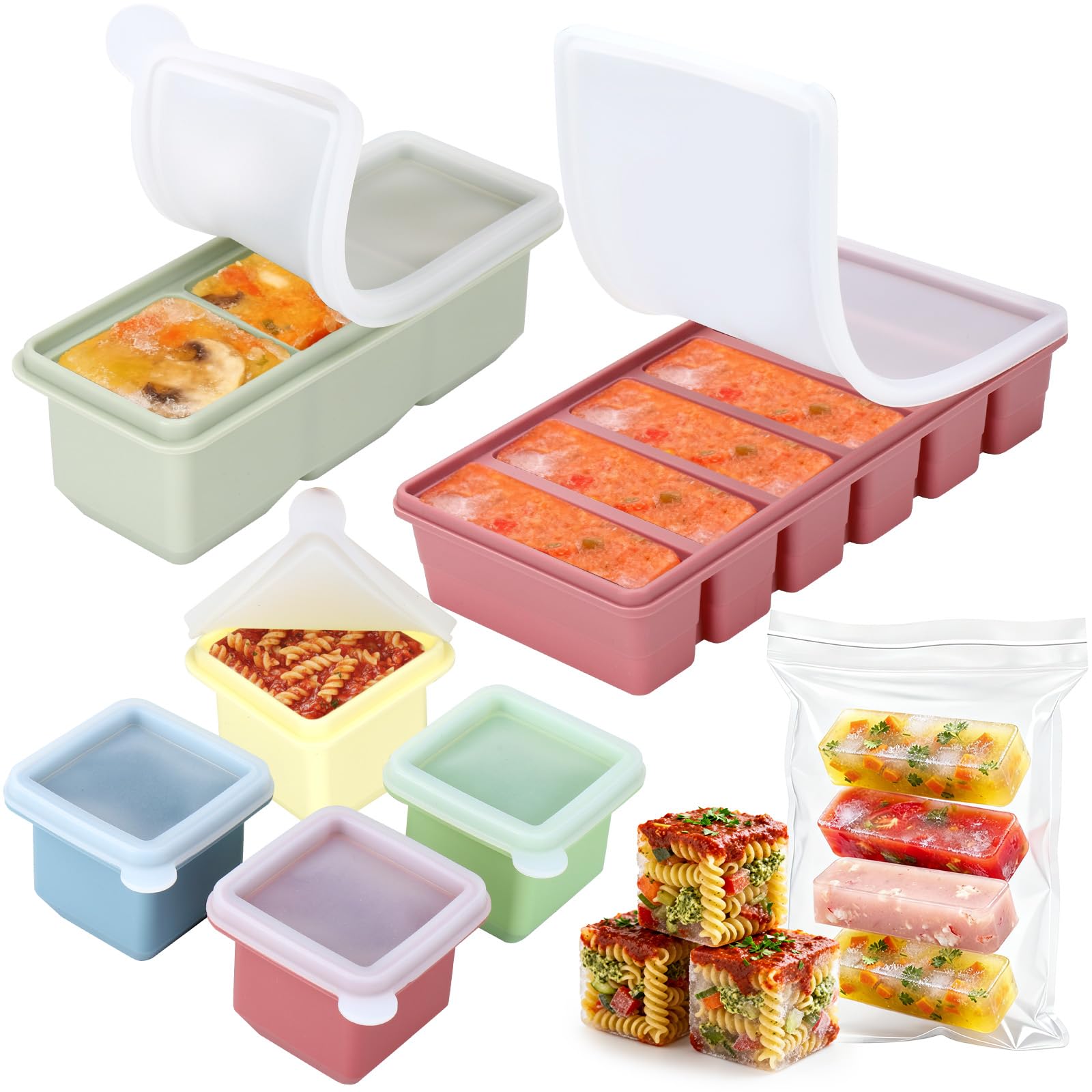 Mity Rain silicone freezer trays collection with multiple compartments for meal prep.