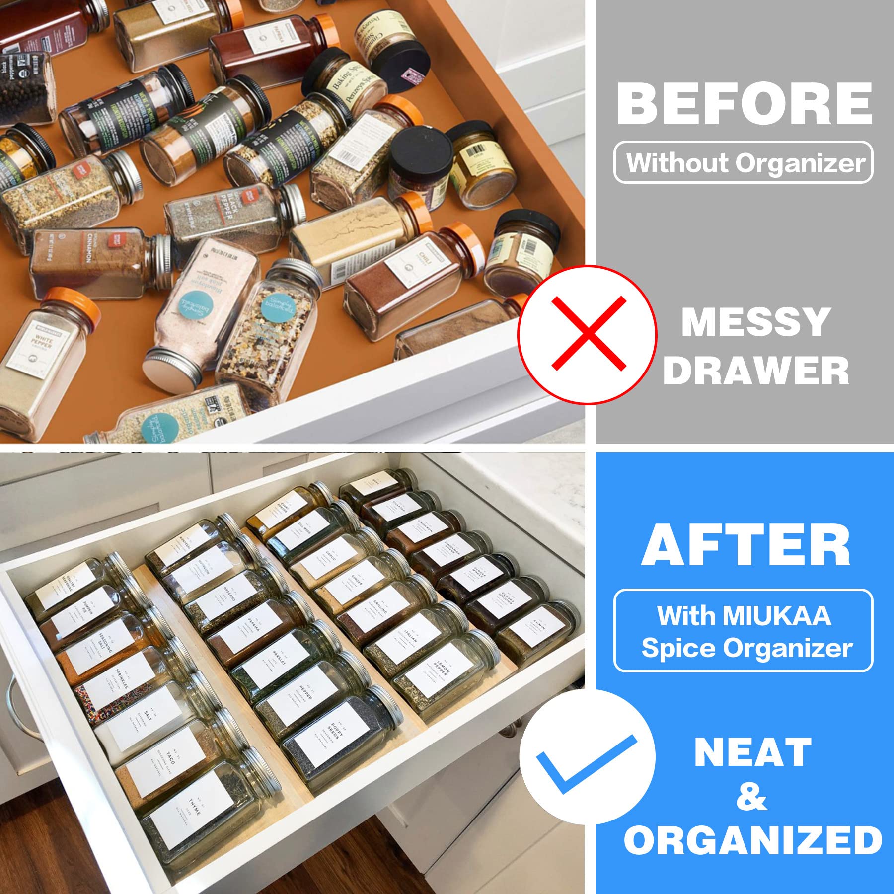 MIUKAA clear acrylic tray keeps kitchen essentials visible and organized.