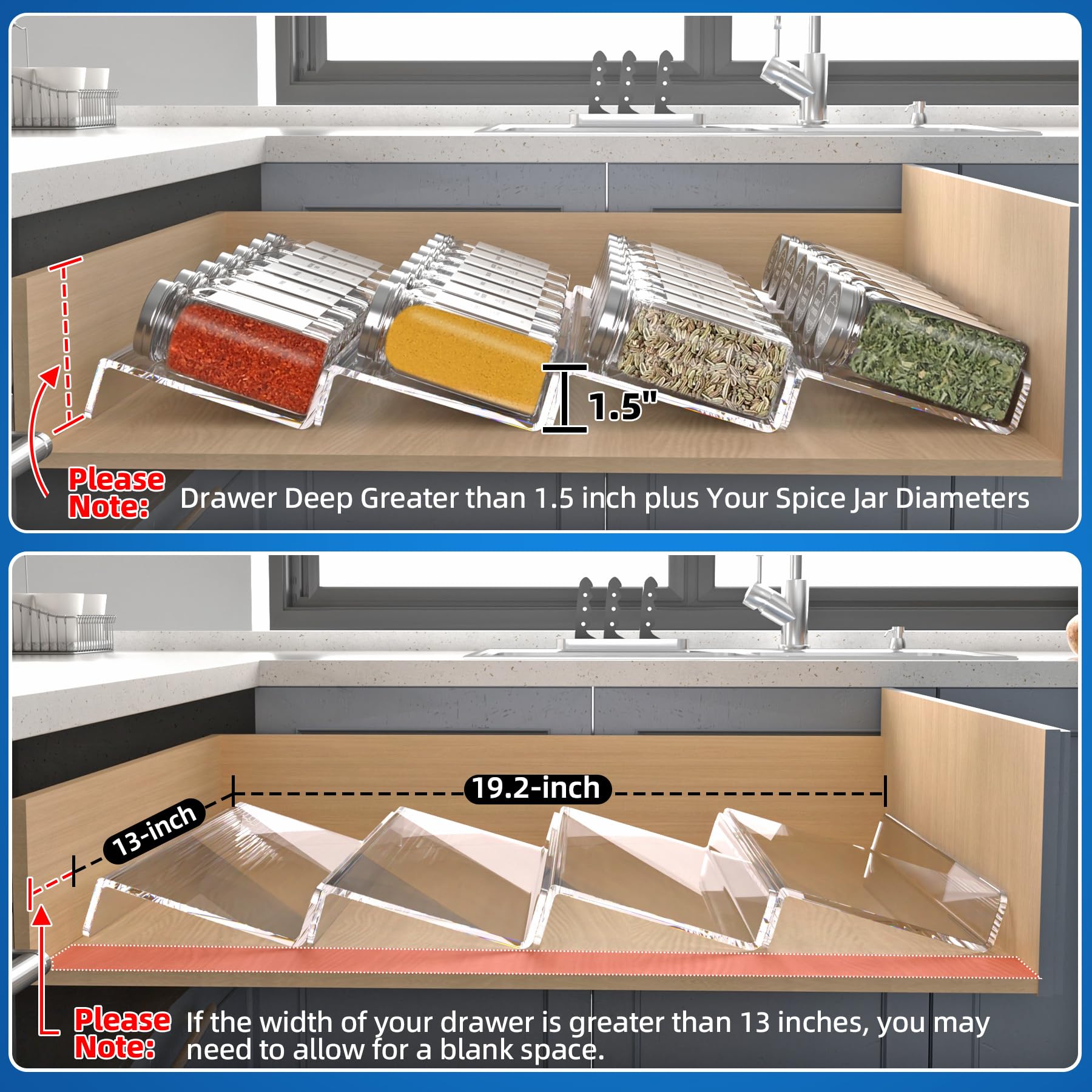 MIUKAA spice rack with slanted levels helps quick finding while cooking.