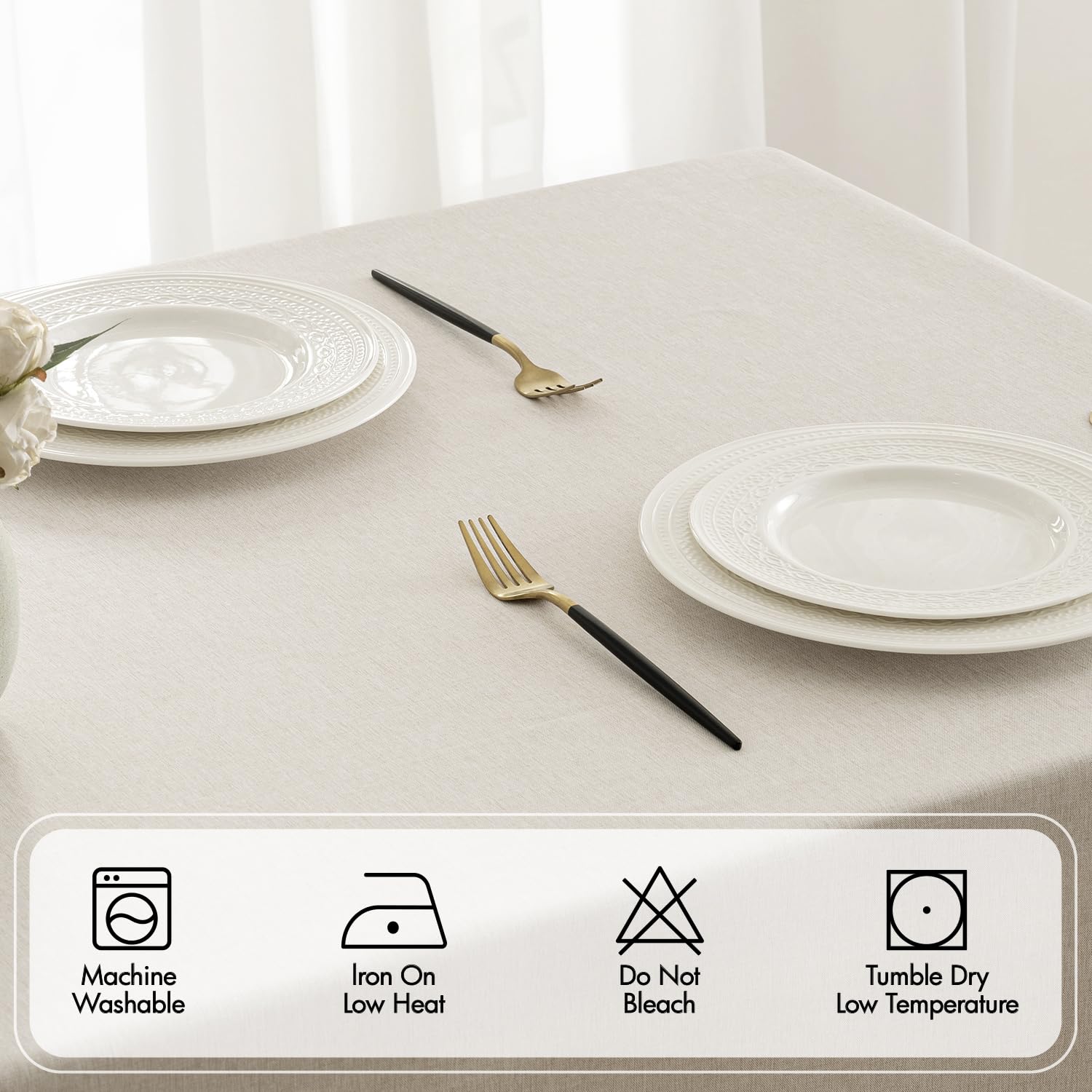 MIULEE 60x104 inch tablecloth fits large rectangular tables with a graceful fall.