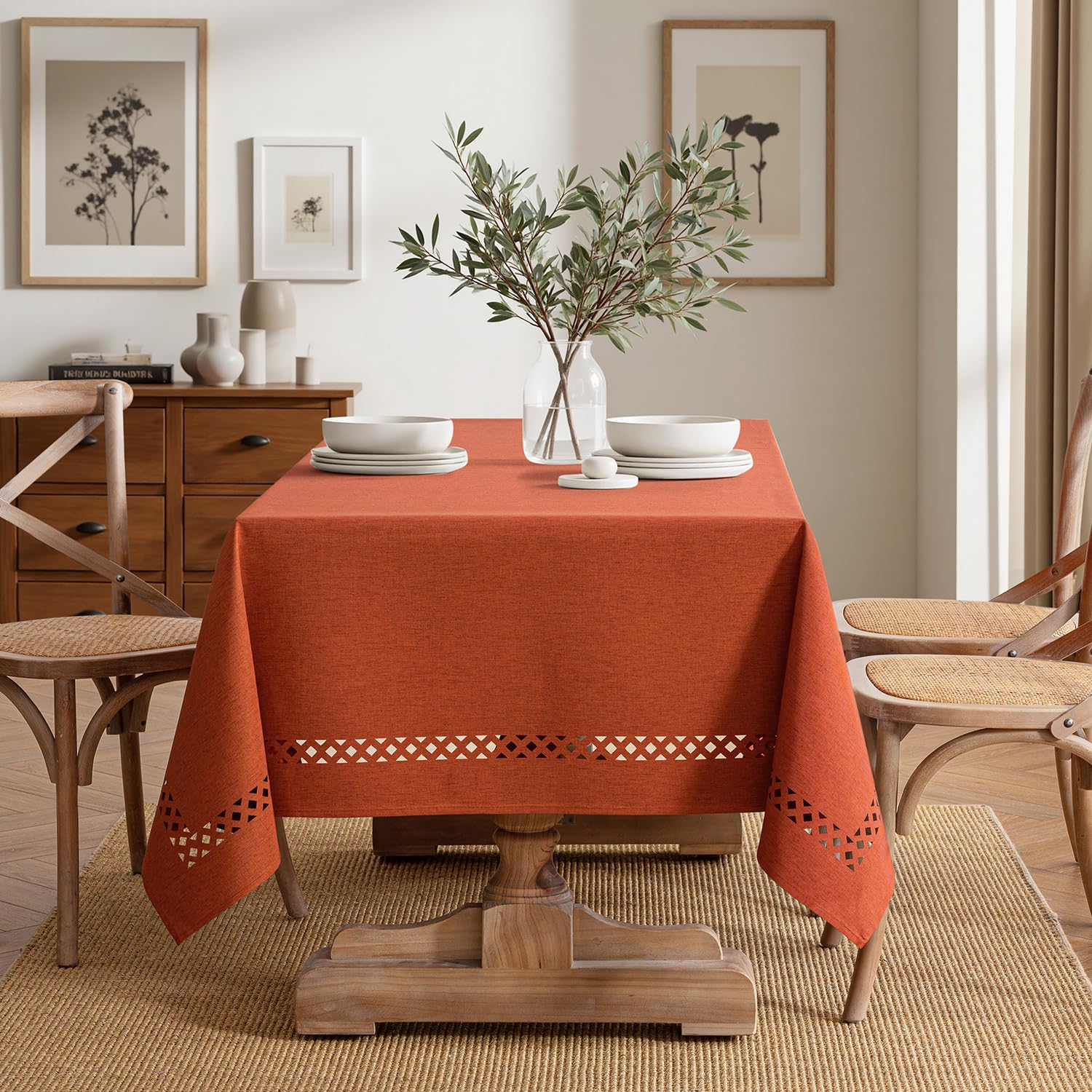 MIULEE burnt orange tablecloth 52x70 inches fits mid-size tables