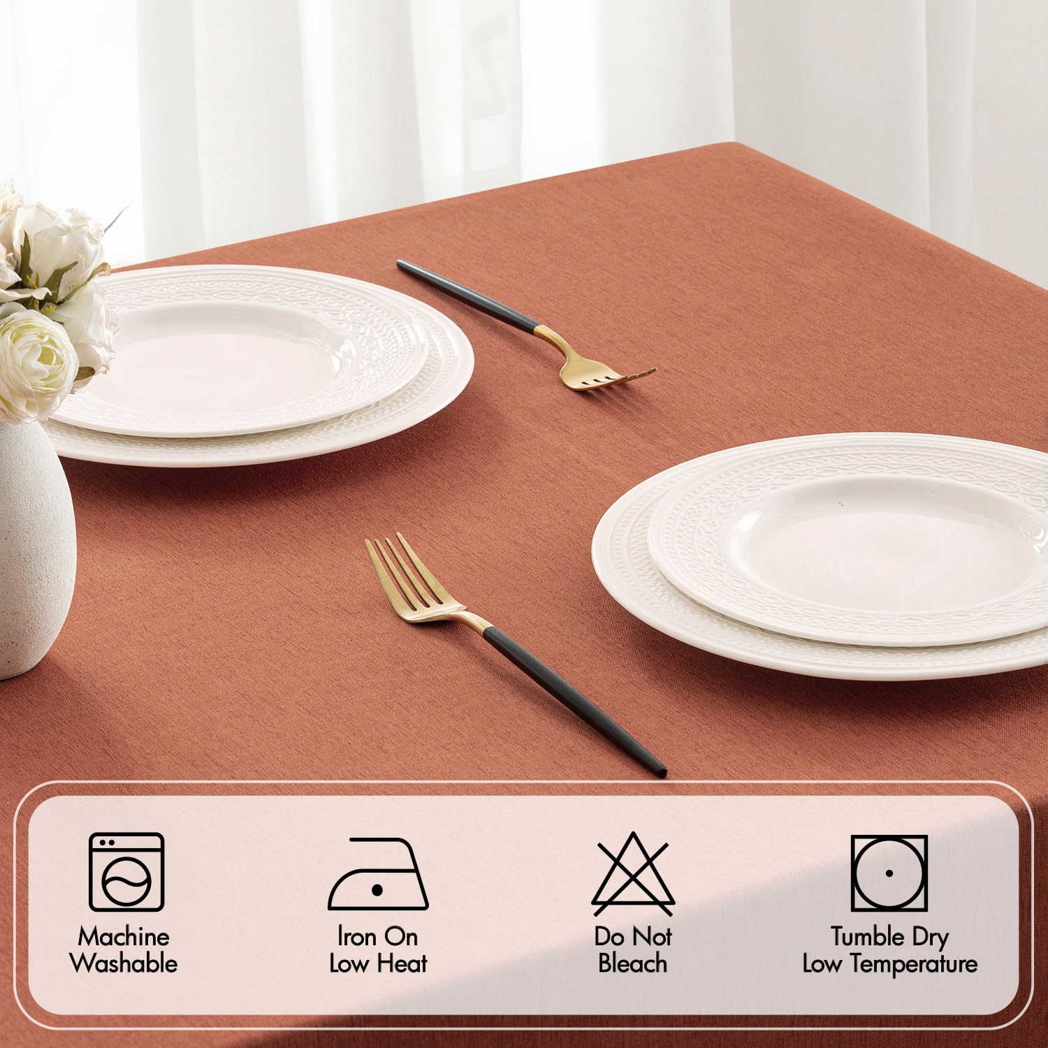 MIULEE burnt orange tablecloth waterproof weave highlights spill protection for busy meals