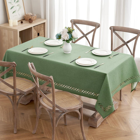 MIULEE Sage Green tablecloth on a dining table for gatherings.