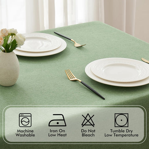 MIULEE Sage Green tablecloth demonstrates water and stain resistance.