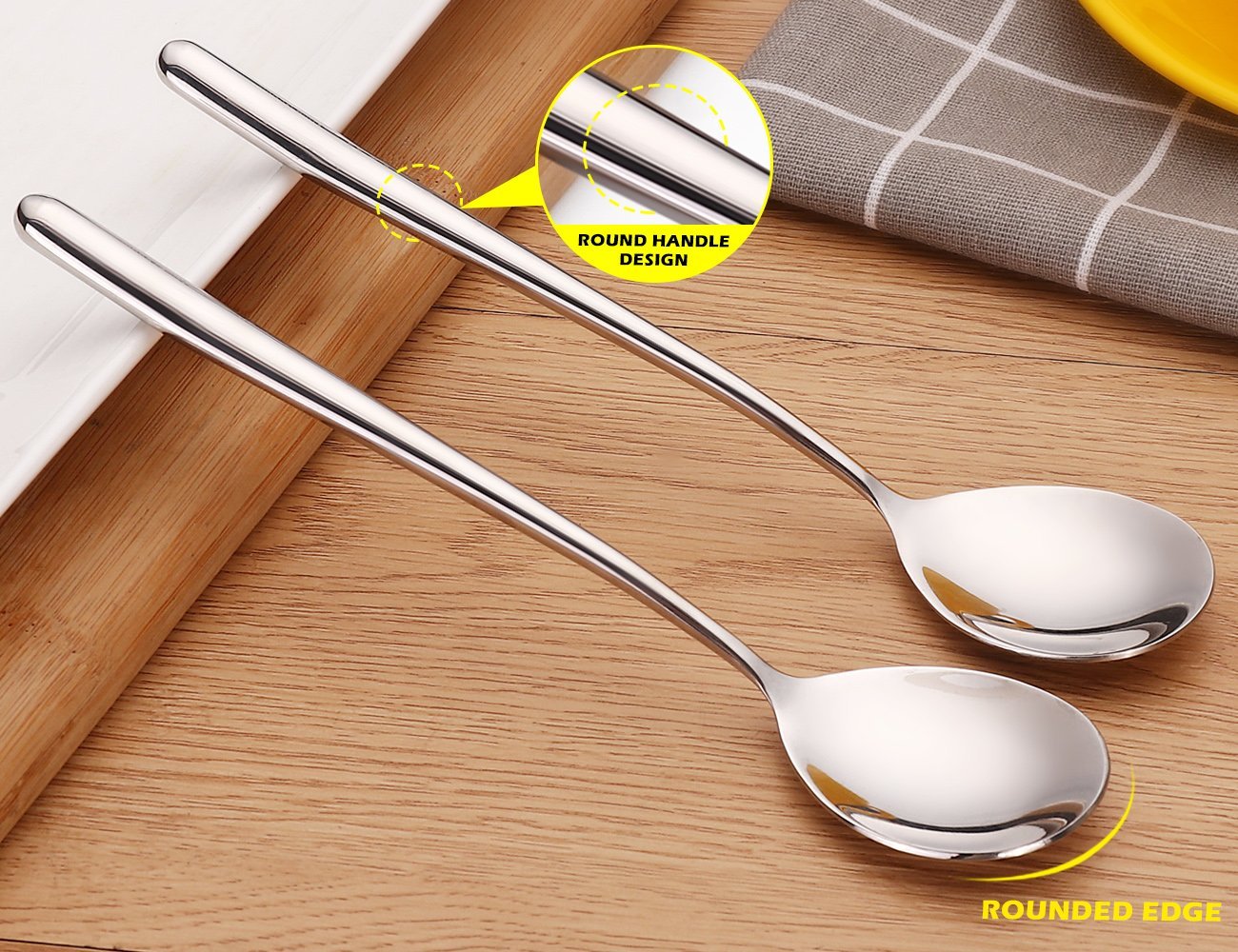 MIUPOO round-front stainless steel spoons design for comfortable eating