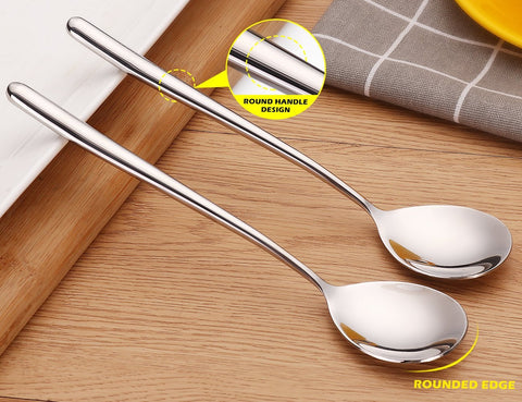 MIUPOO round-front stainless steel spoons design for comfortable eating