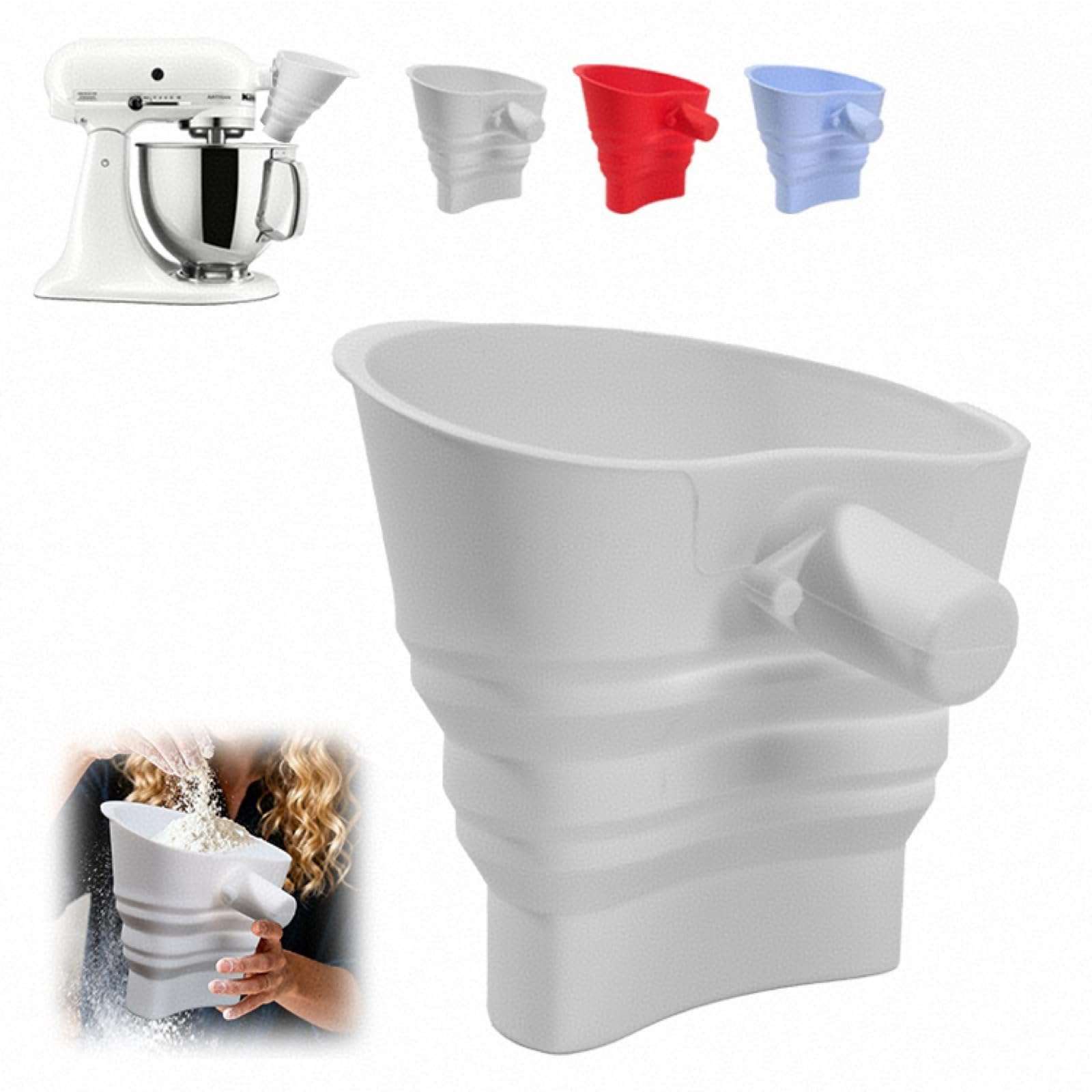 MIUXRZ flour funnel for KitchenAid mixer guides flour into the bowl with no spills